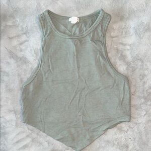 Garage Green Asymmetrical Crop Tank Top